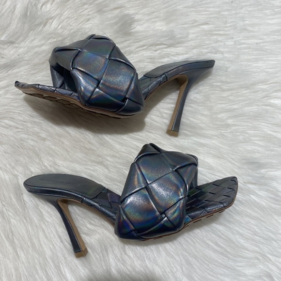 New Bottega Veneta Lido woven high‎ heel slide sandal size 37EU - Picture 4 of 15